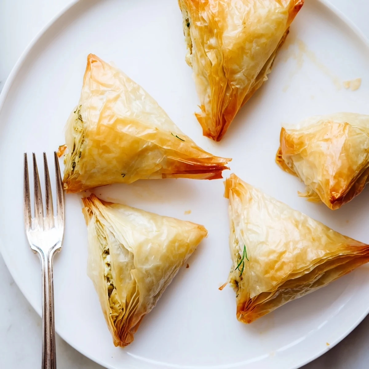 Golden artichoke and Graviera filo puffs with crisp, flaky layers and melted cheese