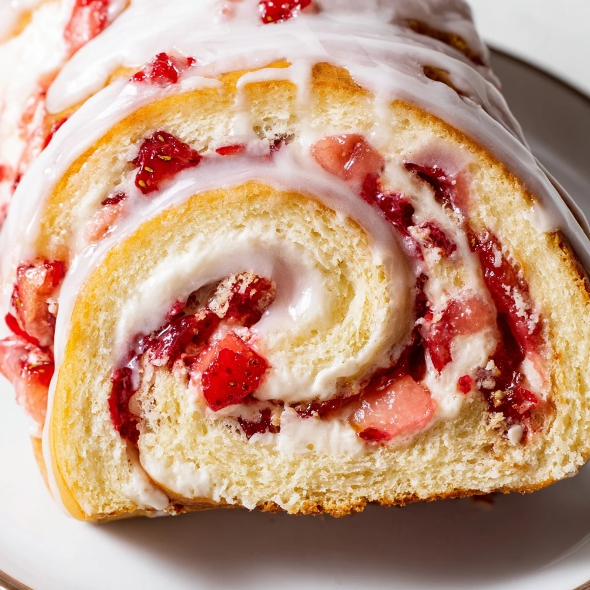 Soft baked strawberry cheesecake rolls swirled with cream cheese and fresh berries