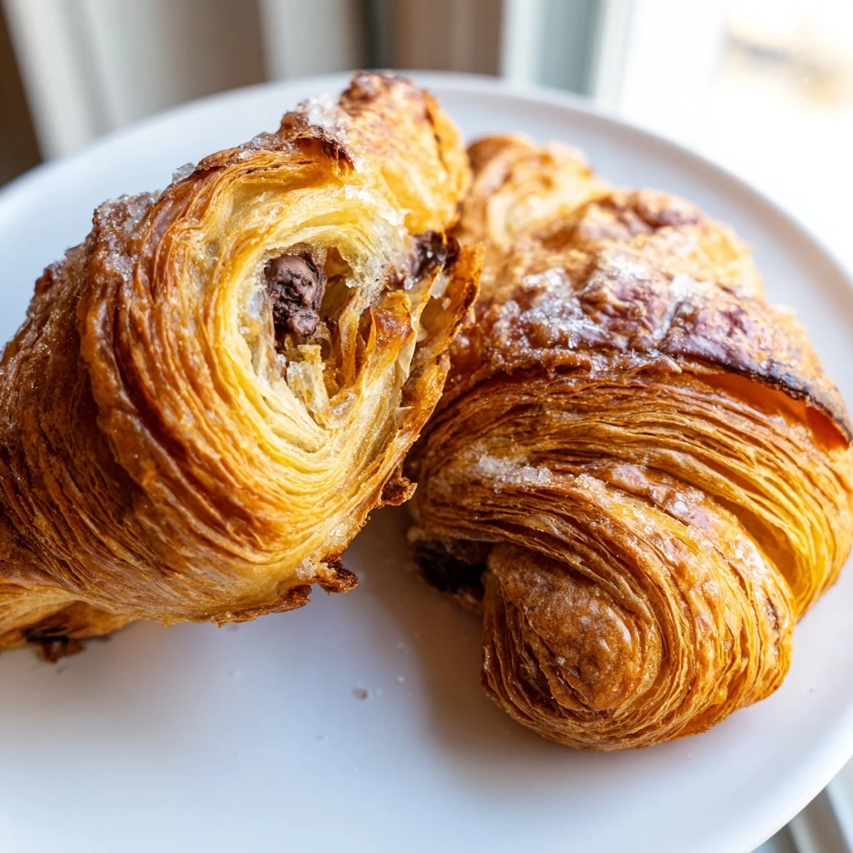 Golden chocolate croissant cookies fresh from the oven with melting centers