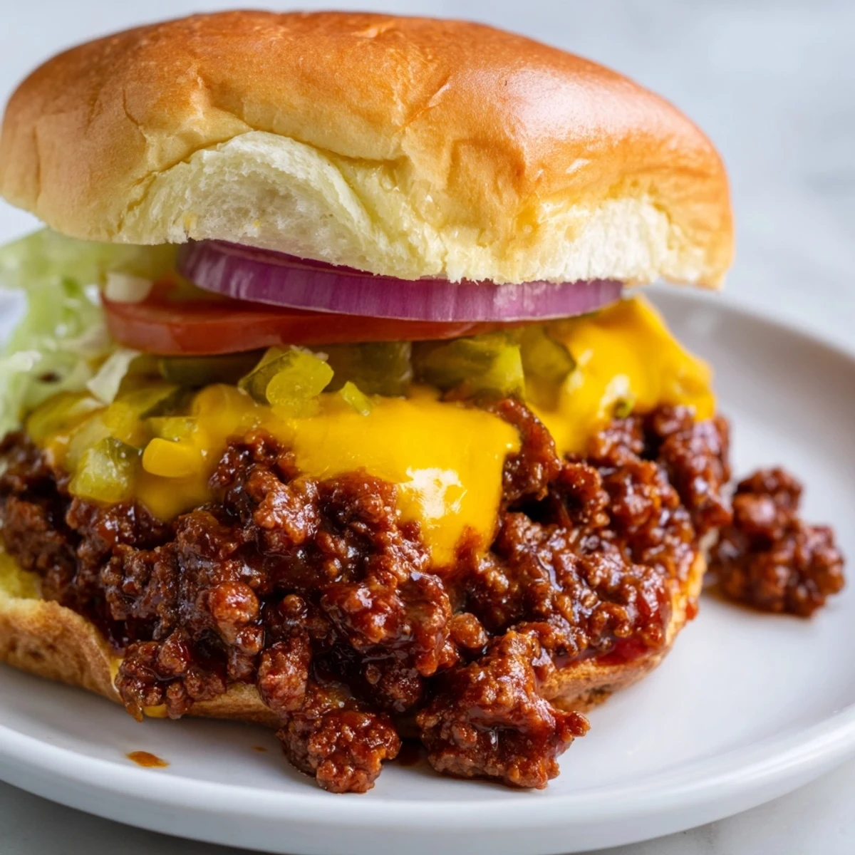 Smash Burger Sloppy Joes with saucy seasoned beef dripping over a buttery bun and crisp lettuce