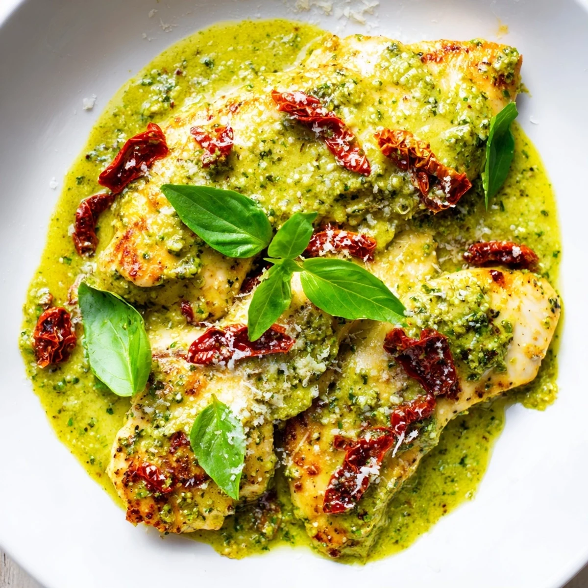 Juicy seared chicken breasts smothered in rich Marry Me Chicken Pesto sauce
