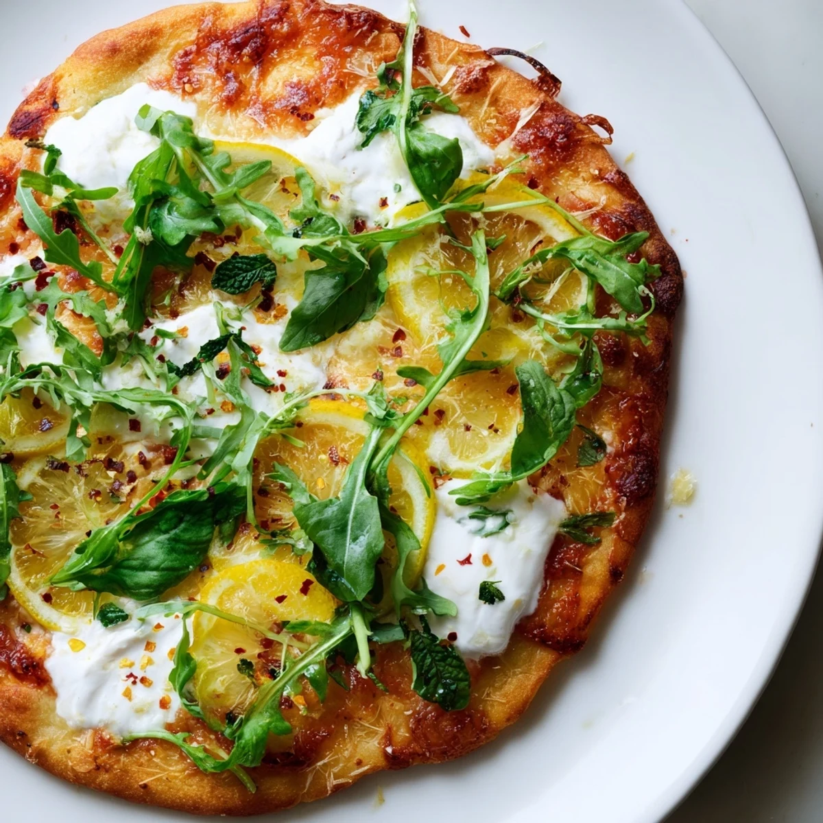 Golden-crusted Zesty Summer Lemon Pizza topped with creamy mozzarella, basil, and thinly sliced lemons