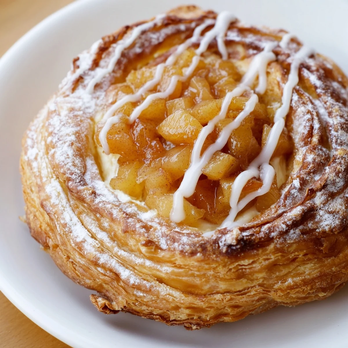 Golden Apple Cheese Danishes with creamy spiced apple filling on flaky puff pastry