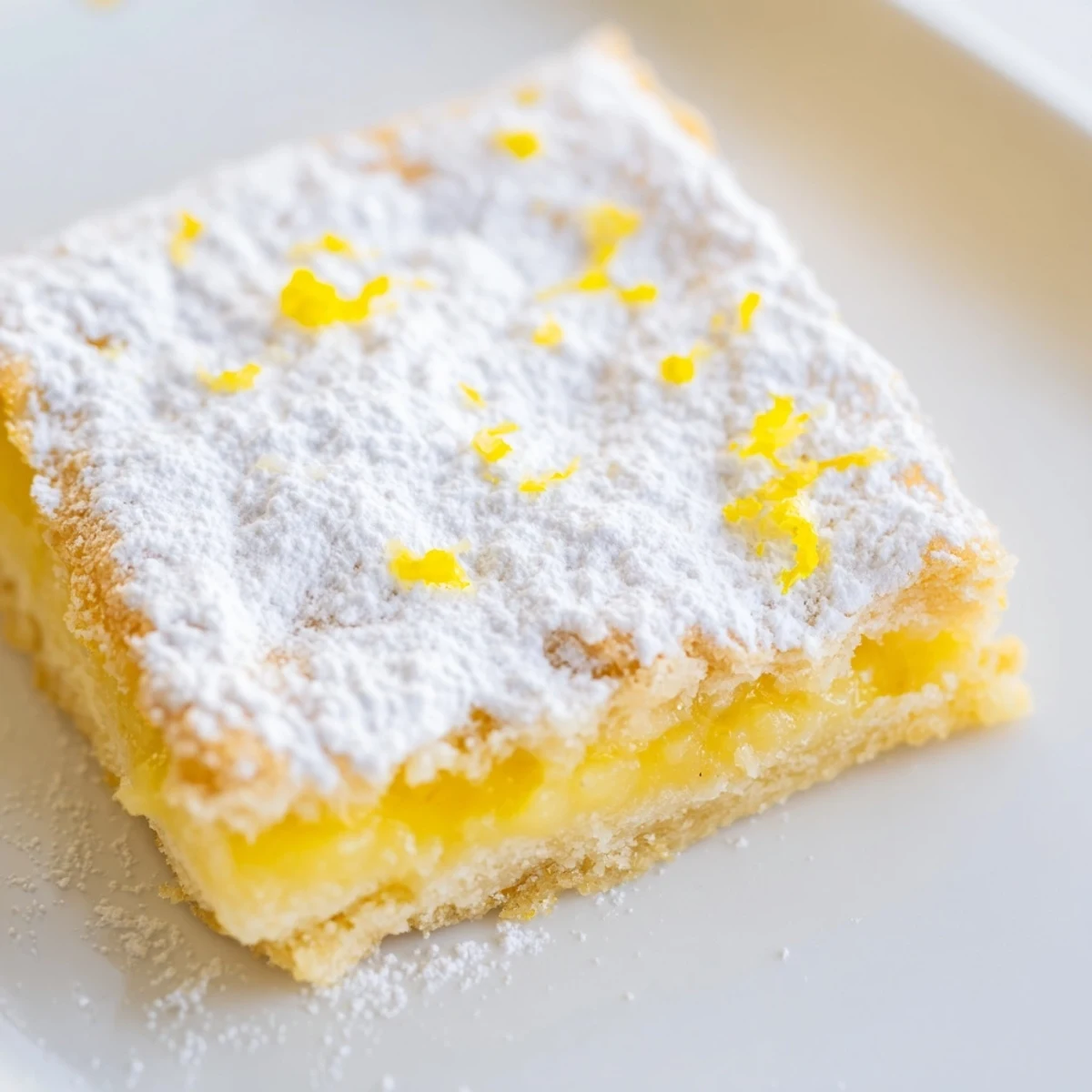 Baked simple lemon bars cooling on a wire rack inside a rustic baking pan.