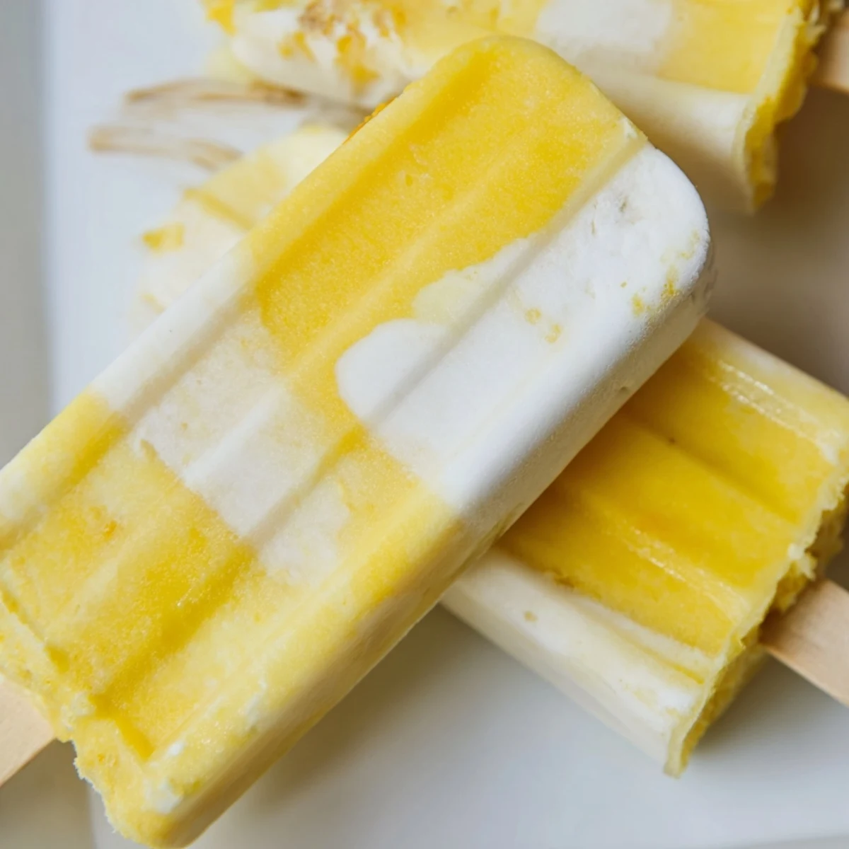 Vibrant marbled Pineapple Coconut Lime Popsicles swirling creamy coconut with zesty pineapple layers.