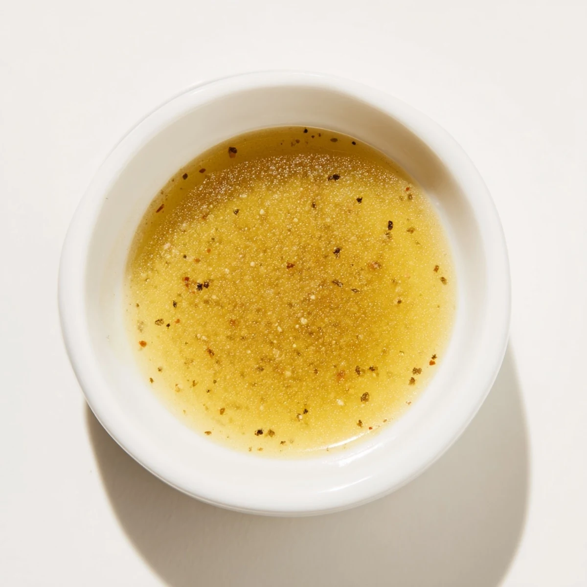Creamy honey vinaigrette whisked in a glass jar ready for salads  