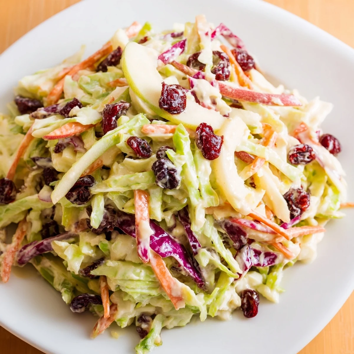 Colorful cranberry apple coleslaw mix featuring tart cranberries and crisp julienned apples.