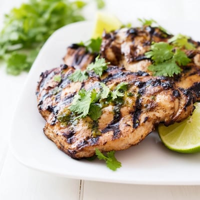 Juicy lime marinated Key West grilled chicken with beautiful char marks from the grill